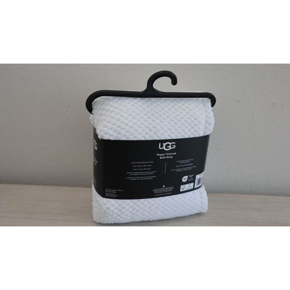 UGG Women's One Size Adjustable Width White Poppy Textured Cotton Body Bath Wrap - Picture 6 of 8